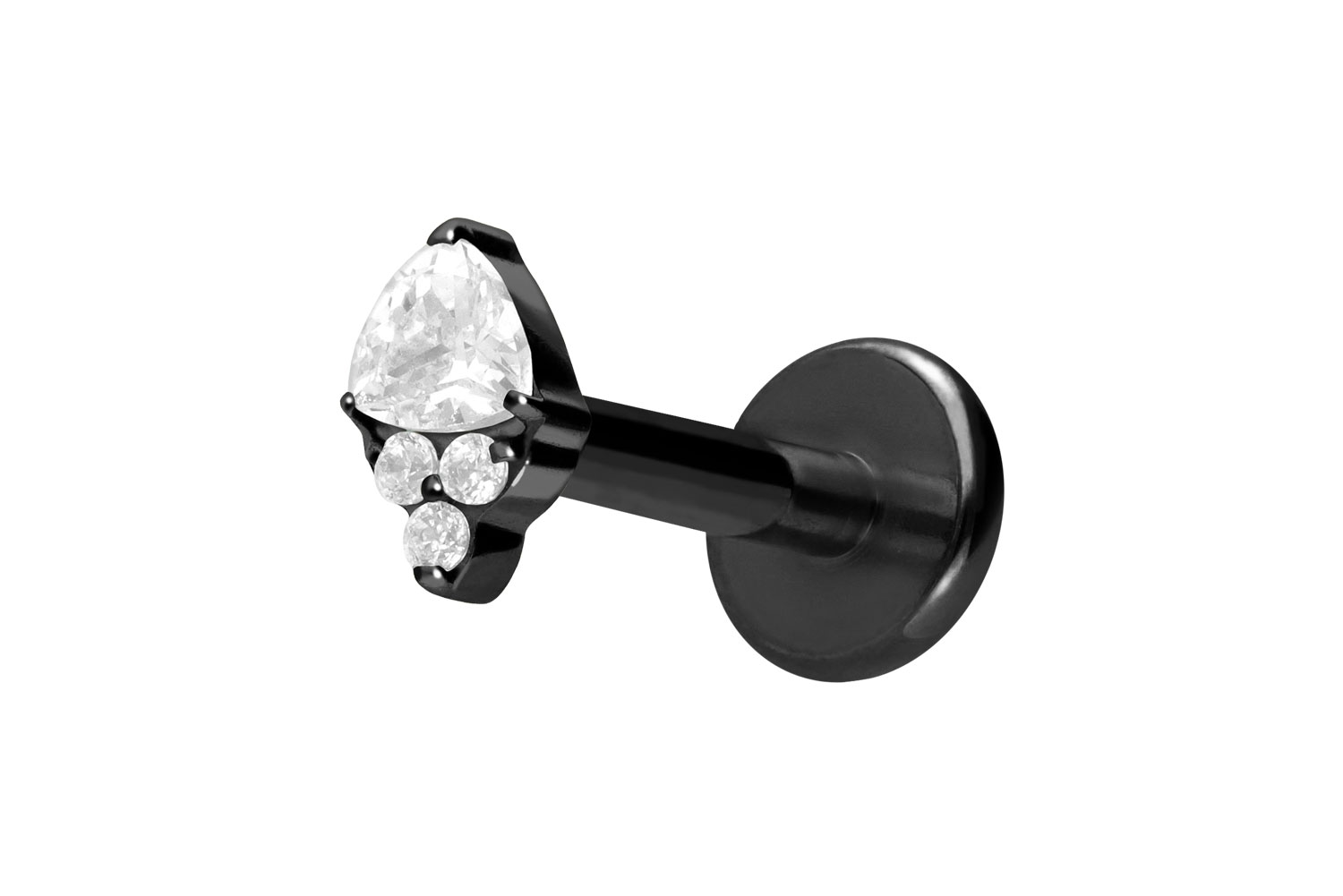 Titan Labret Piercing mit Push Fit EINGEFASSTE KRISTALLE